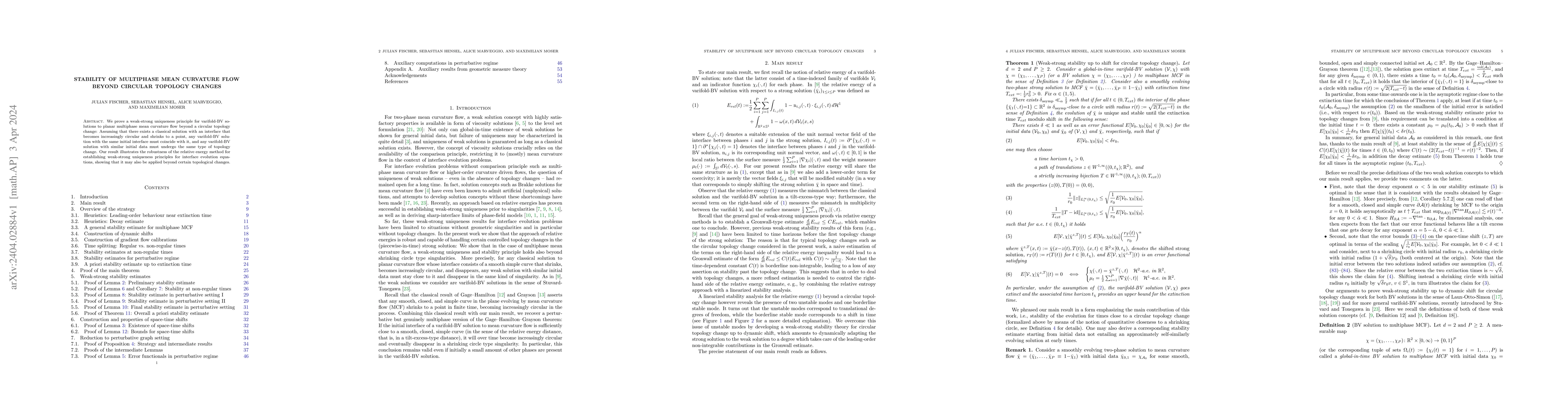 Thumbnail for Stability of multiphase mean curvature flow beyond circular topology
  changes