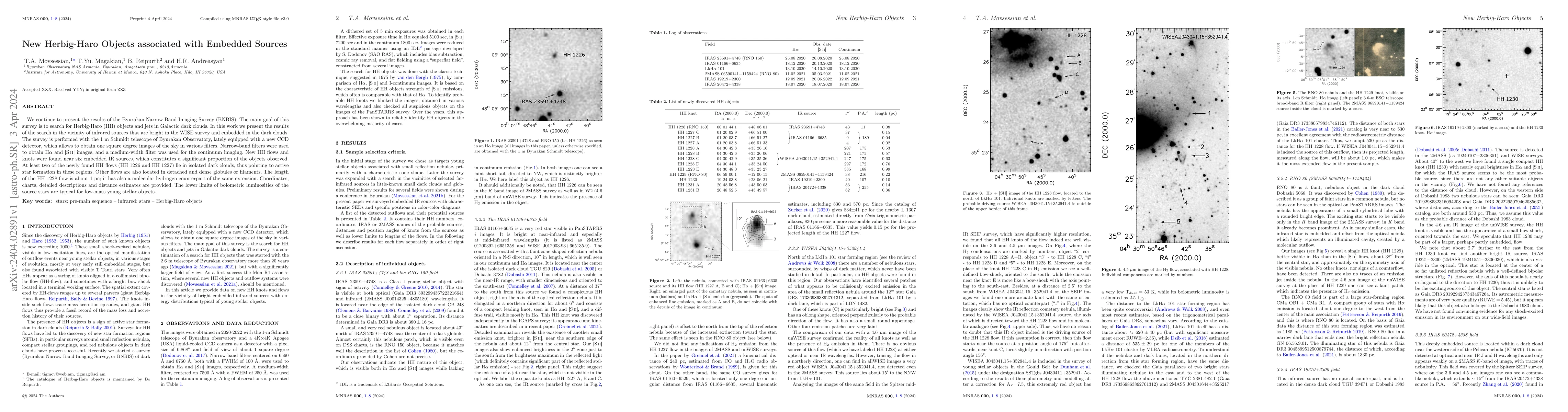 Thumbnail for New Herbig-Haro Objects associated with Embedded Sources