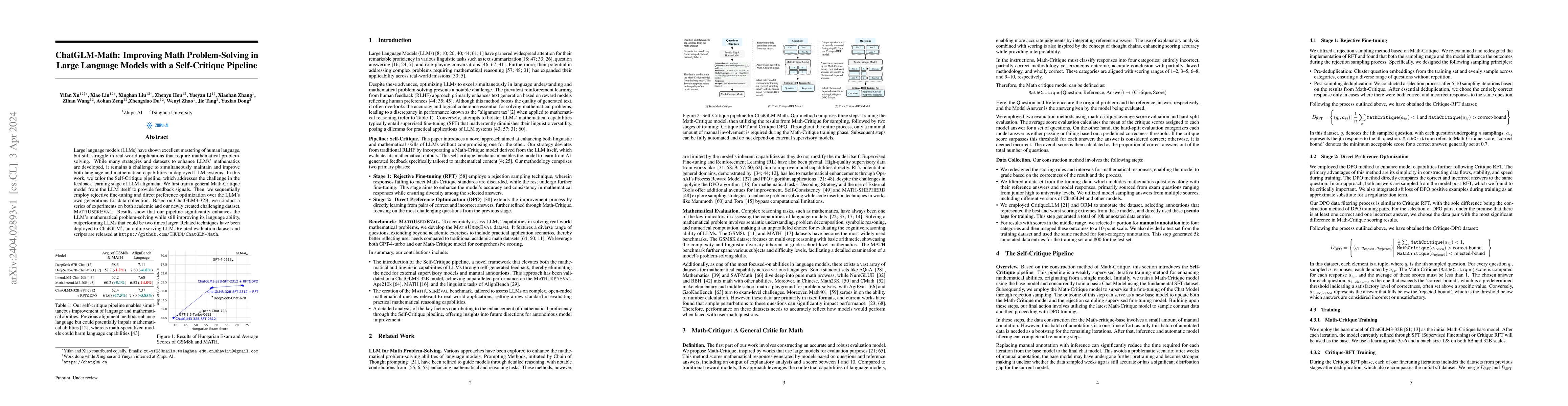 Thumbnail for ChatGLM-Math: Improving Math Problem-Solving in Large Language Models
  with a Self-Critique Pipeline