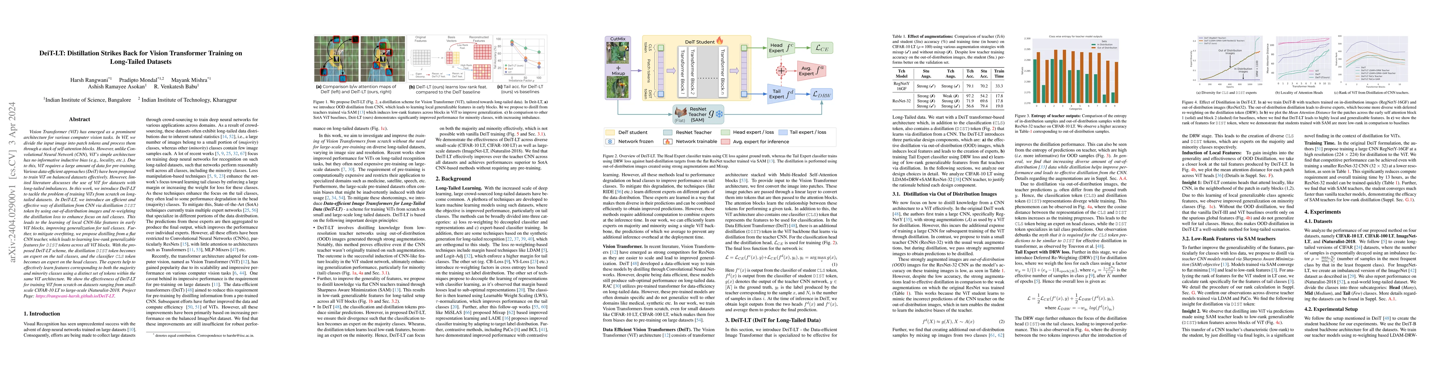 Thumbnail for DeiT-LT Distillation Strikes Back for Vision Transformer Training on
  Long-Tailed Datasets