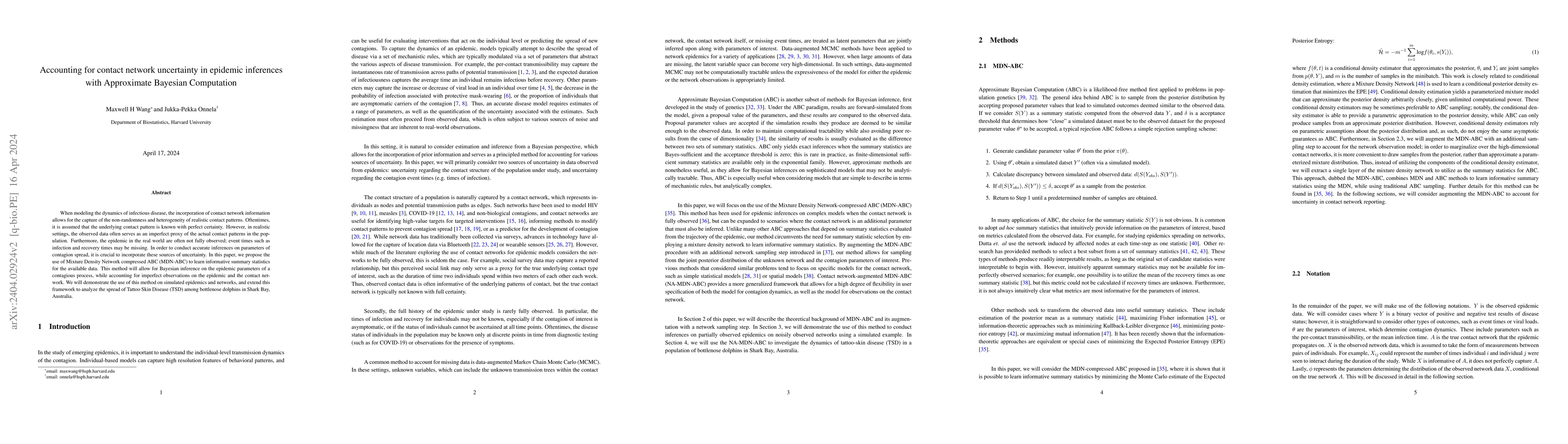Thumbnail for Accounting for contact network uncertainty in epidemic inferences