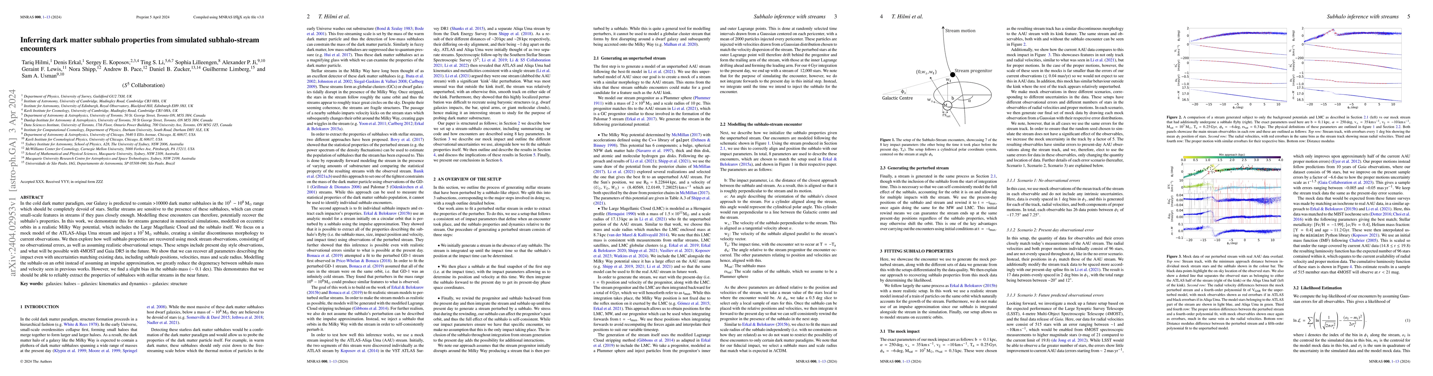 Thumbnail for Inferring dark matter subhalo properties from simulated subhalo-stream
  encounters