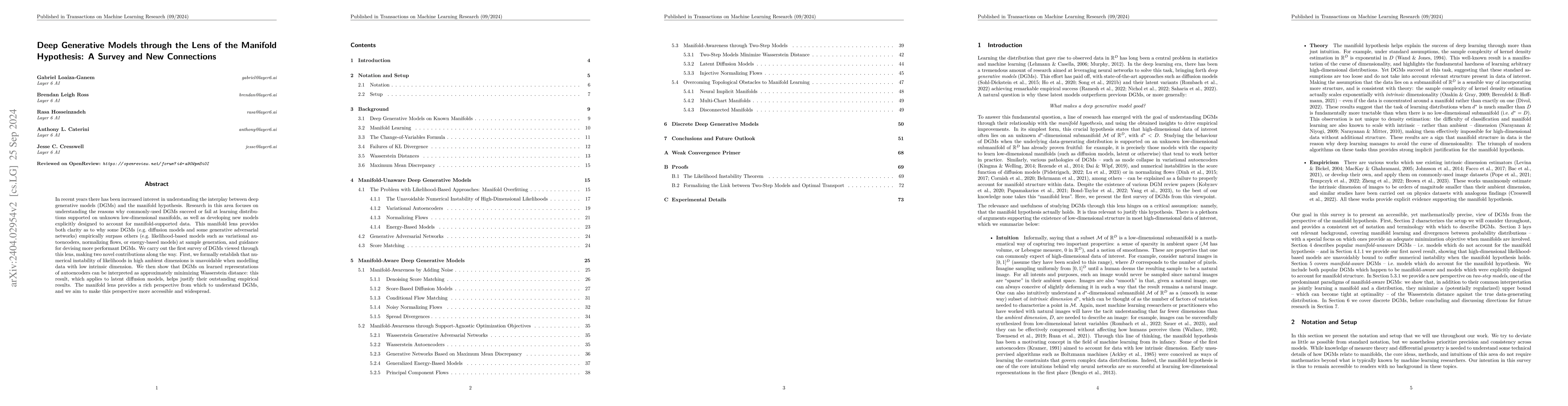 Thumbnail for Deep Generative Models through the Lens of the Manifold Hypothesis: A
  Survey and New Connections