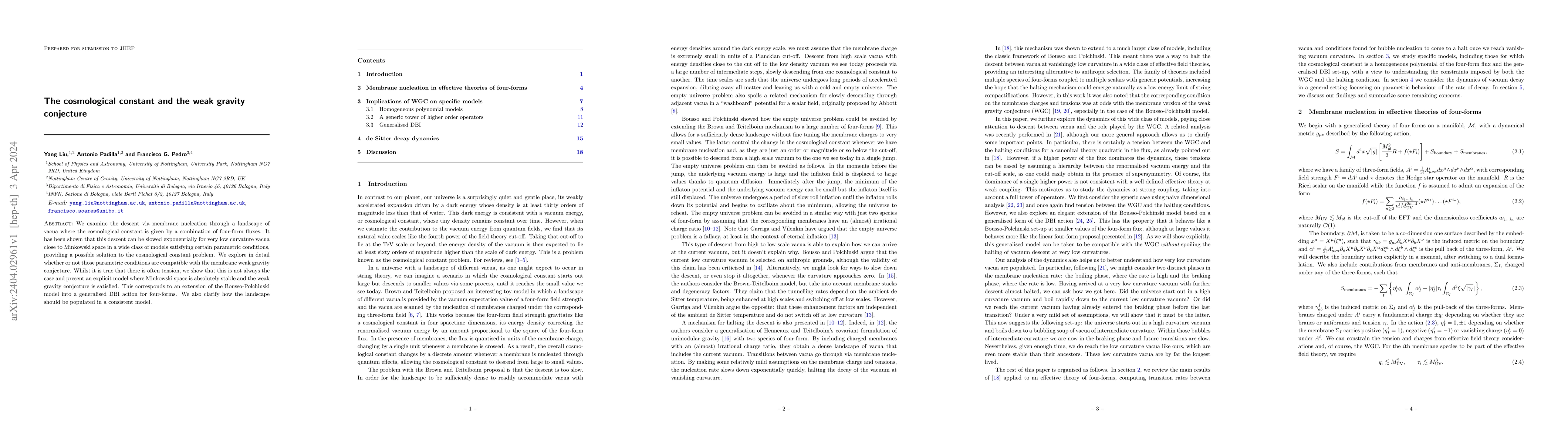 Thumbnail for The cosmological constant and the weak gravity conjecture