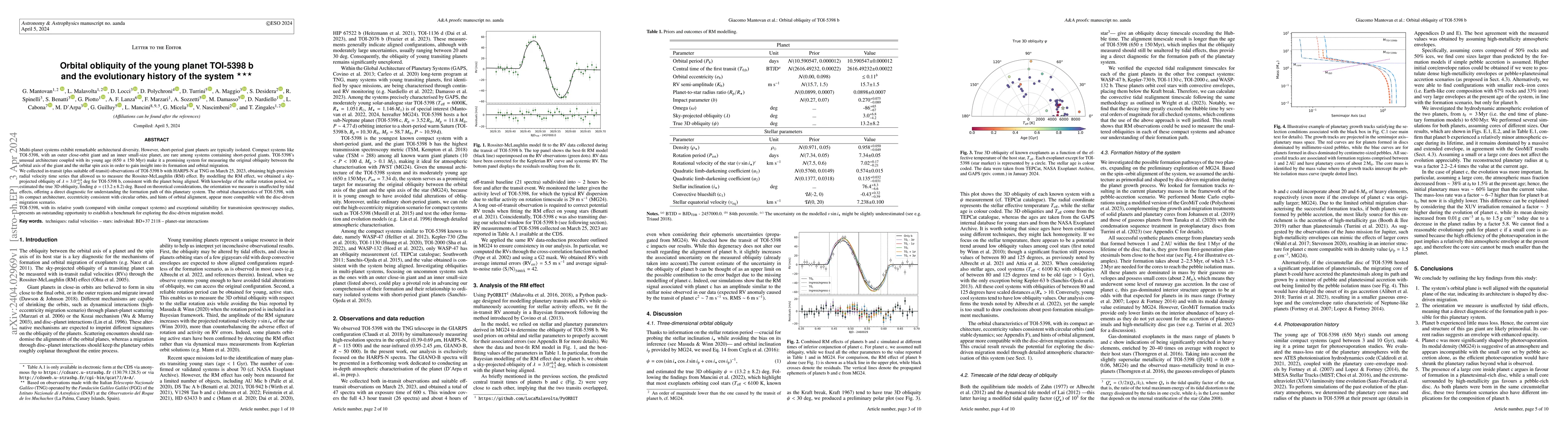 Thumbnail for Orbital obliquity of the young planet TOI-5398 b and the evolutionary
  history of the system