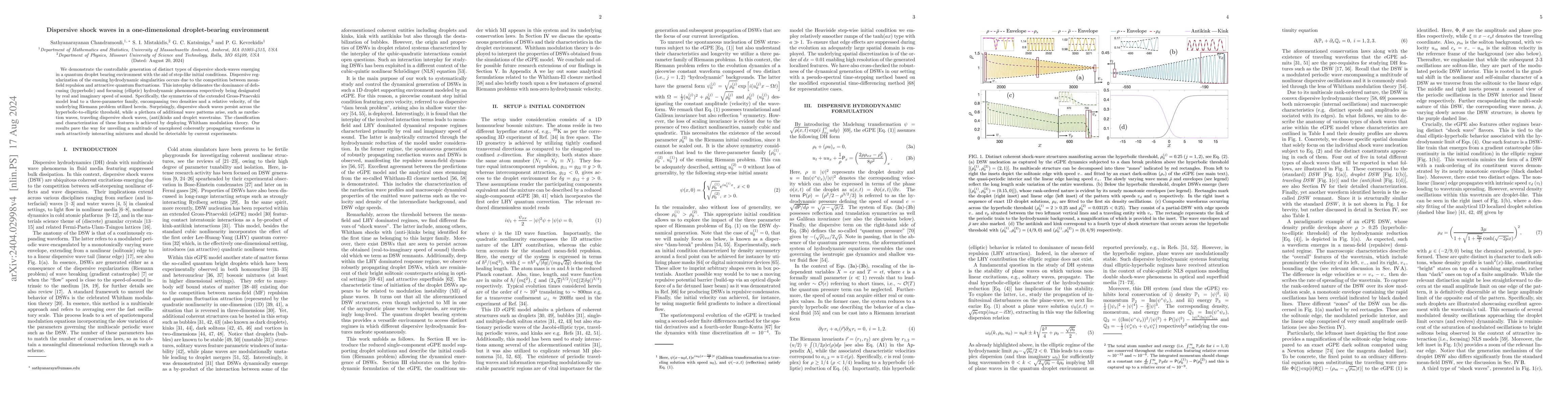 Thumbnail for Dispersive shock waves in a one-dimensional droplet-bearing environment
