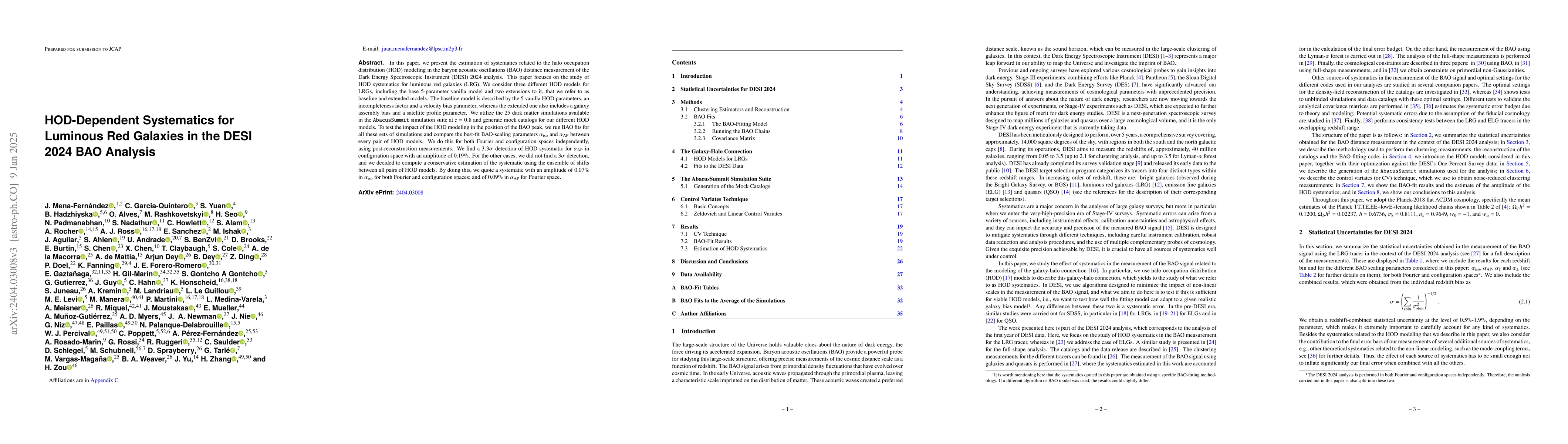 Thumbnail for HOD-Dependent Systematics for Luminous Red Galaxies in the DESI 2024 BAO
  Analysis