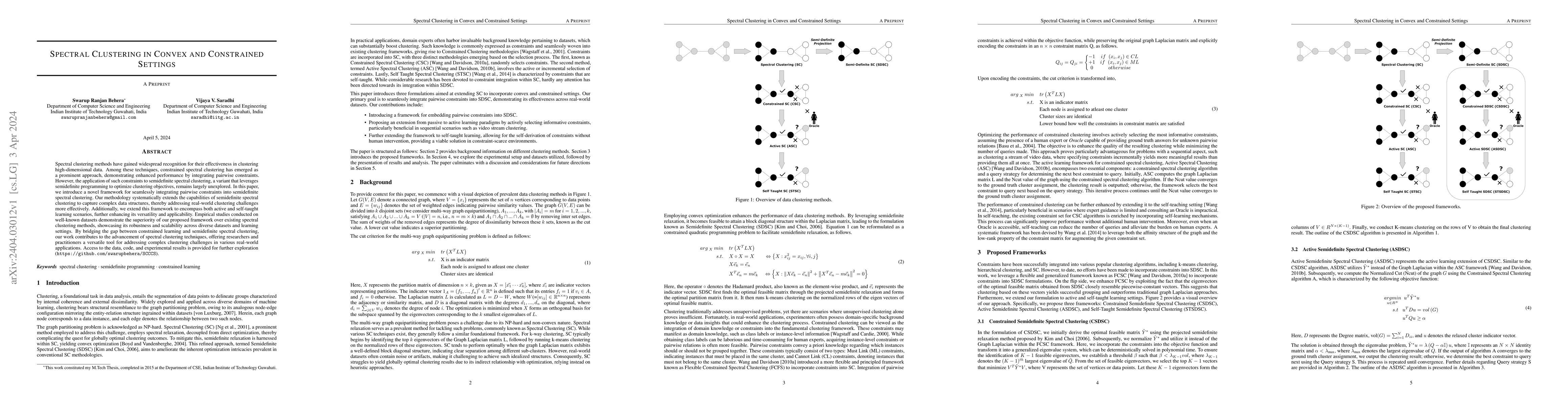 Thumbnail for Spectral Clustering in Convex and Constrained Settings
