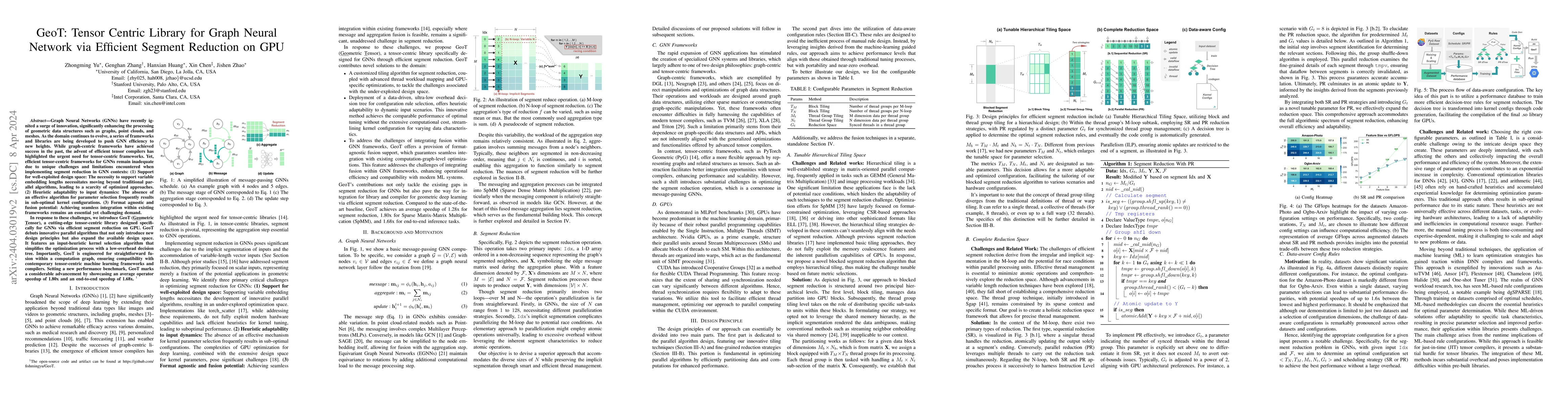 Thumbnail for GeoT: Tensor Centric Library for Graph Neural Network via Efficient
  Segment Reduction on GPU