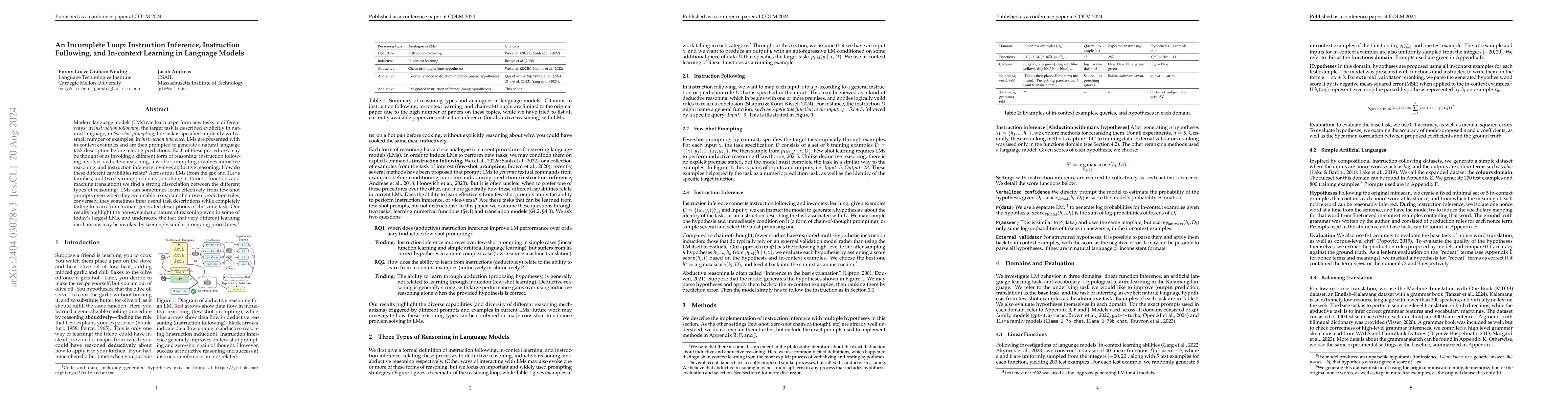 Thumbnail for An Incomplete Loop: Deductive, Inductive, and Abductive Learning in
  Large Language Models