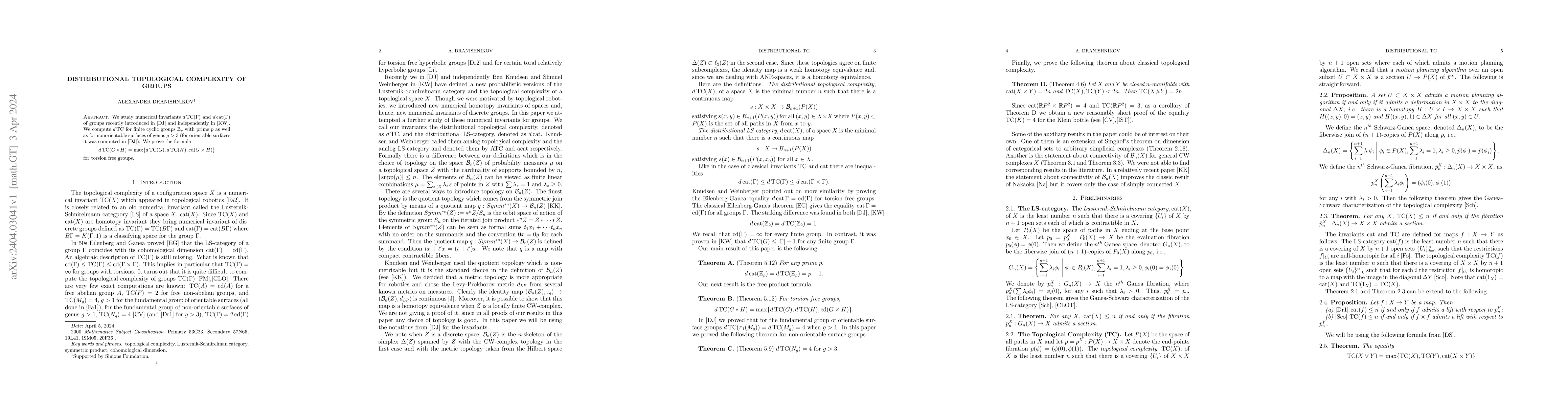 Thumbnail for Distributional Topological Complexity of groups