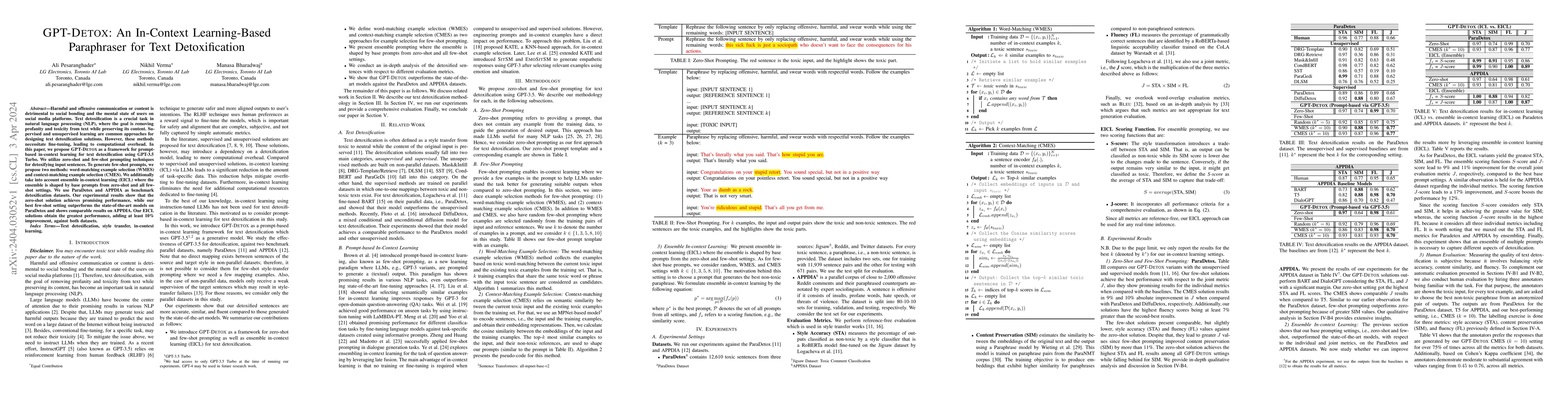 Thumbnail for GPT-DETOX: An In-Context Learning-Based Paraphraser for Text
  Detoxification