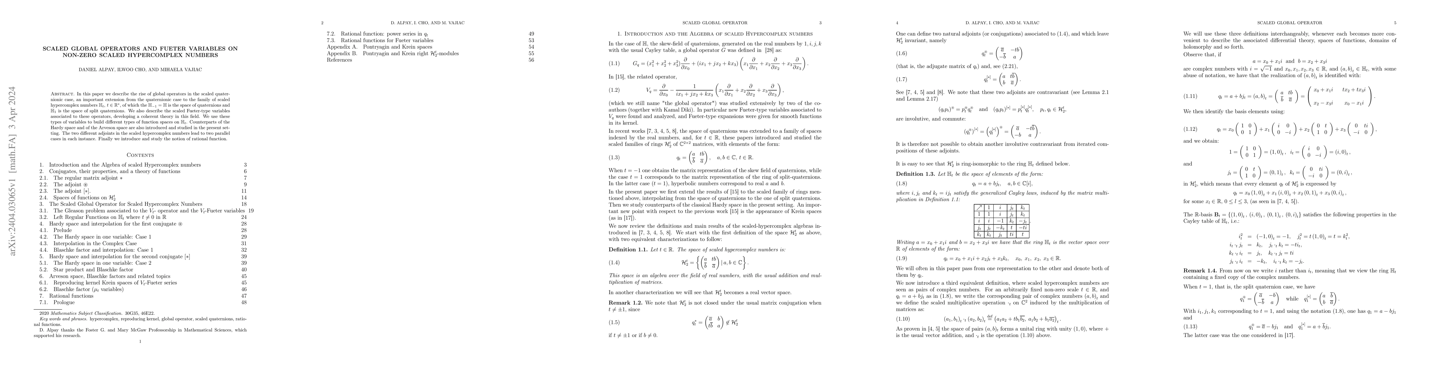 Thumbnail for Scaled global operators and Fueter variables on non-zero scaled
  hypercomplex numbers