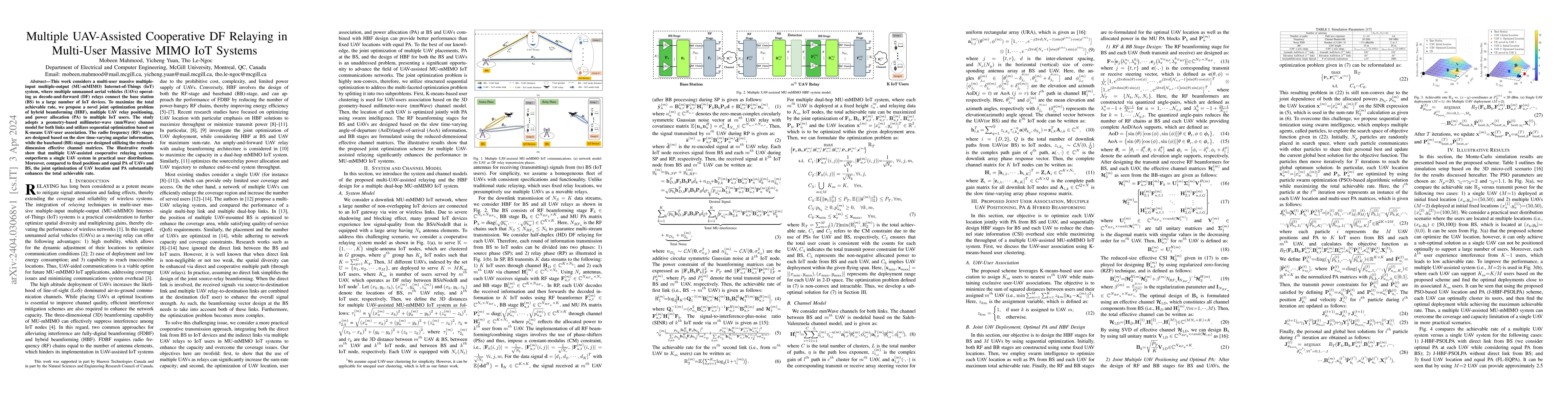 Thumbnail for Multiple UAV-Assisted Cooperative DF Relaying in Multi-User Massive MIMO
  IoT Systems