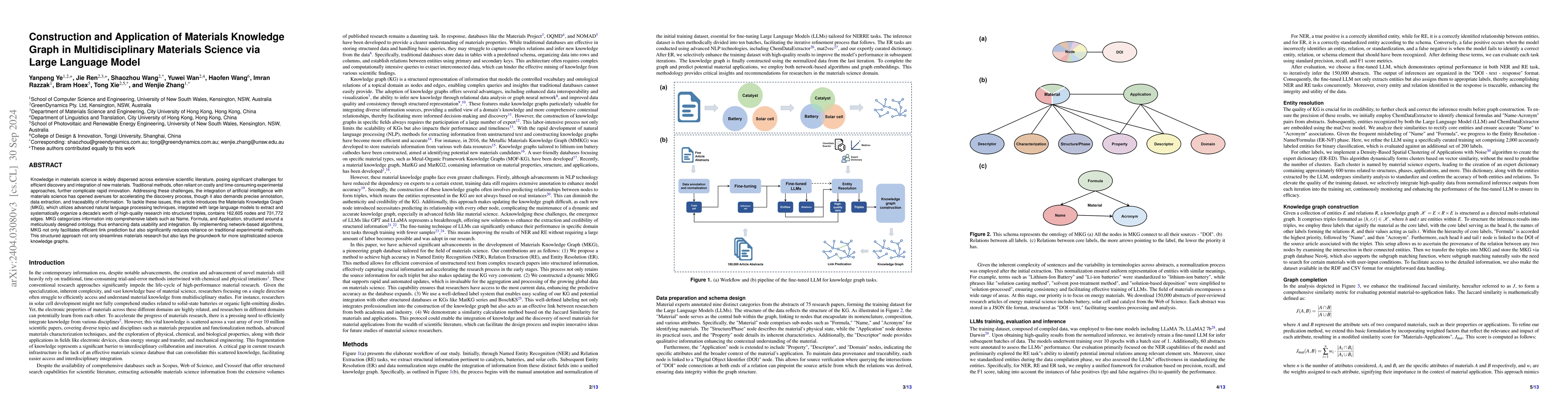 Thumbnail for Construction and Application of Materials Knowledge Graph in
  Multidisciplinary Materials Science via Large Language Model