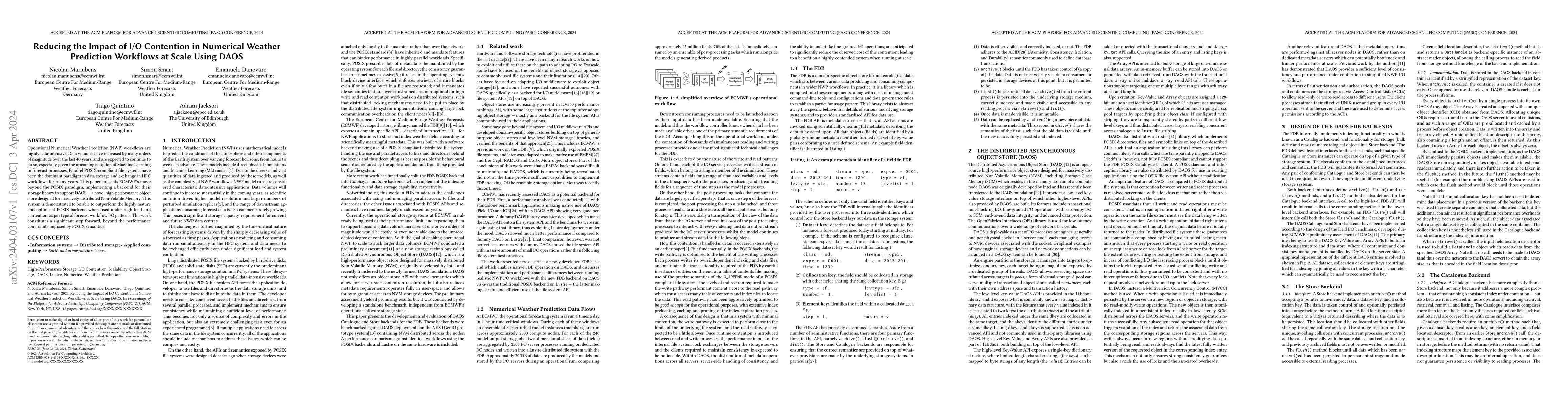 Thumbnail for Reducing the Impact of I/O Contention in Numerical Weather Prediction
  Workflows at Scale Using DAOS