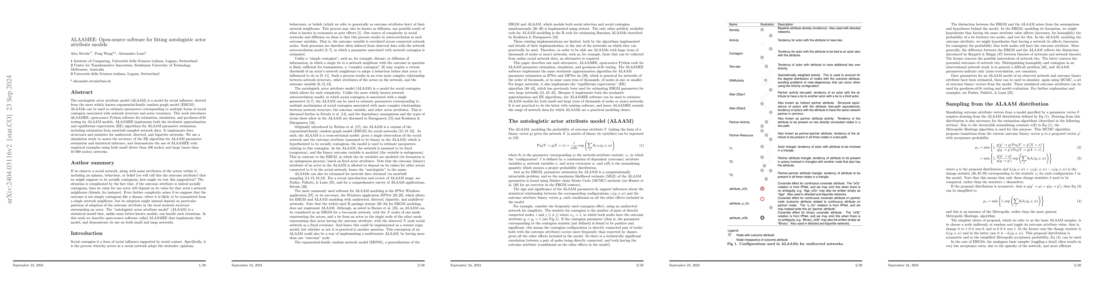 Thumbnail for ALAAMEE: Open-source software for fitting autologistic actor attribute
  models