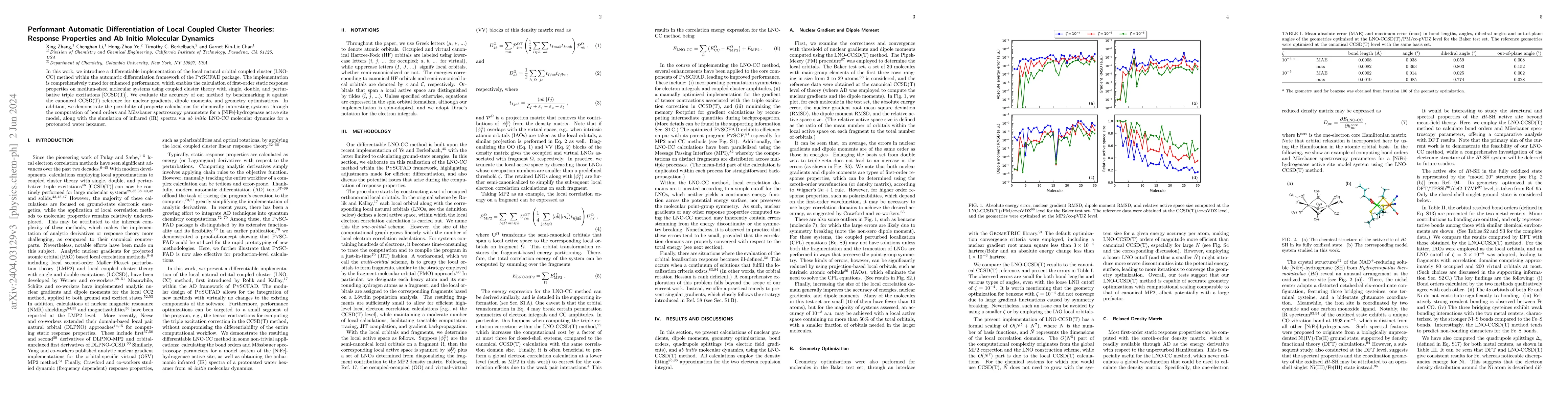 Thumbnail for Performant Automatic Differentiation of Local Coupled Cluster Theories:
  Response Properties and Ab Initio Molecular Dynamics