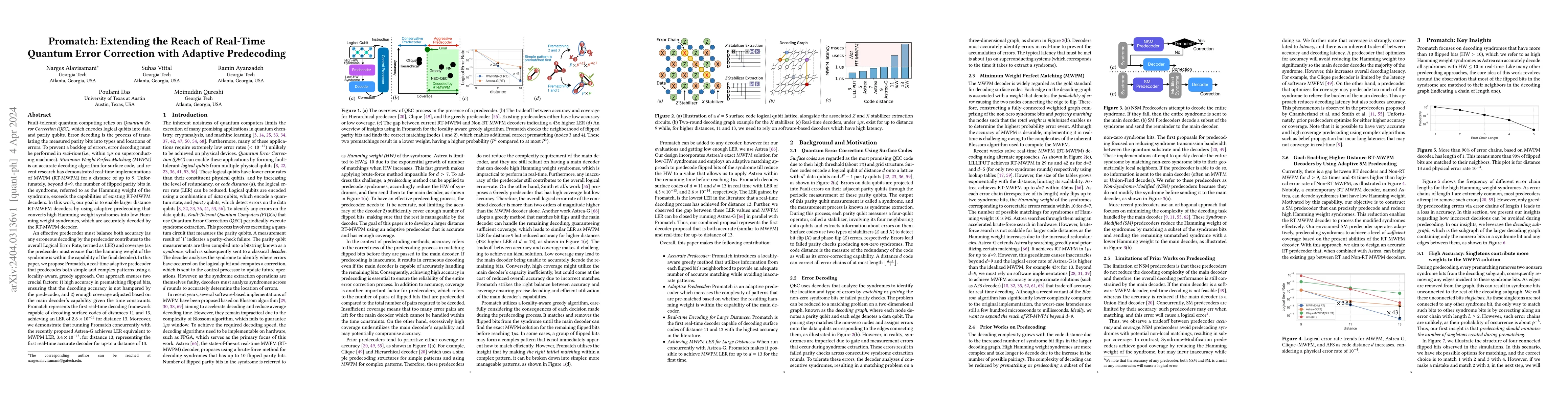 Thumbnail for Promatch: Extending the Reach of Real-Time Quantum Error Correction with
  Adaptive Predecoding