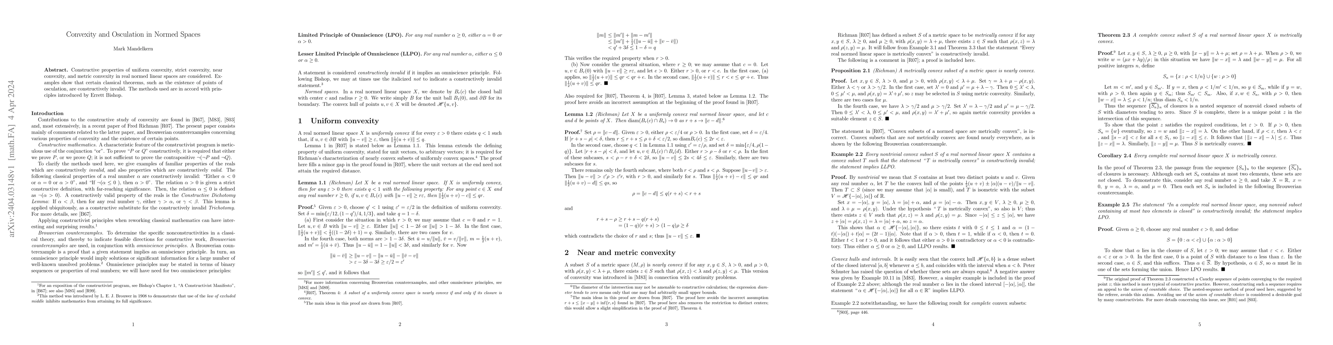 Thumbnail for Convexity and Osculation in Normed Spaces