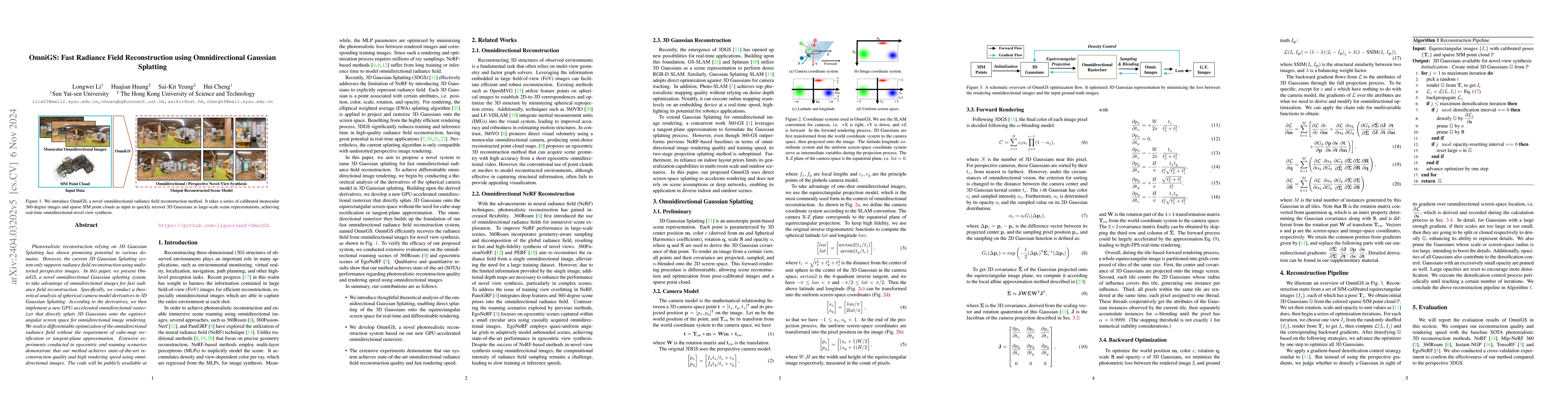 Thumbnail for OmniGS: Fast Radiance Field Reconstruction using Omnidirectional
  Gaussian Splatting
