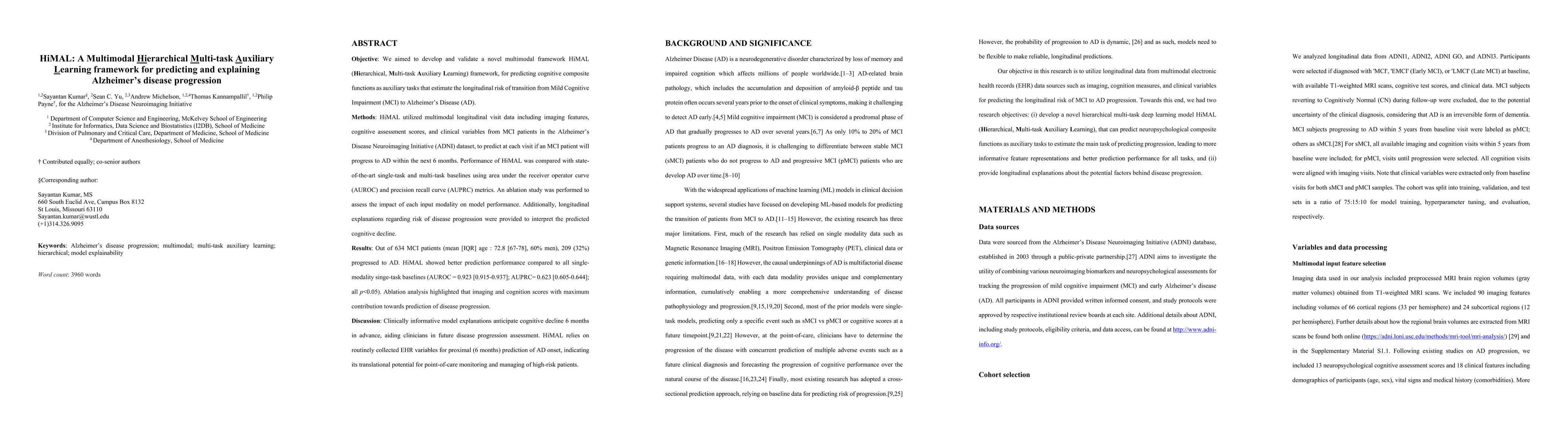 Thumbnail for HiMAL: A Multimodal Hierarchical Multi-task Auxiliary Learning framework
  for predicting and explaining Alzheimer disease progression