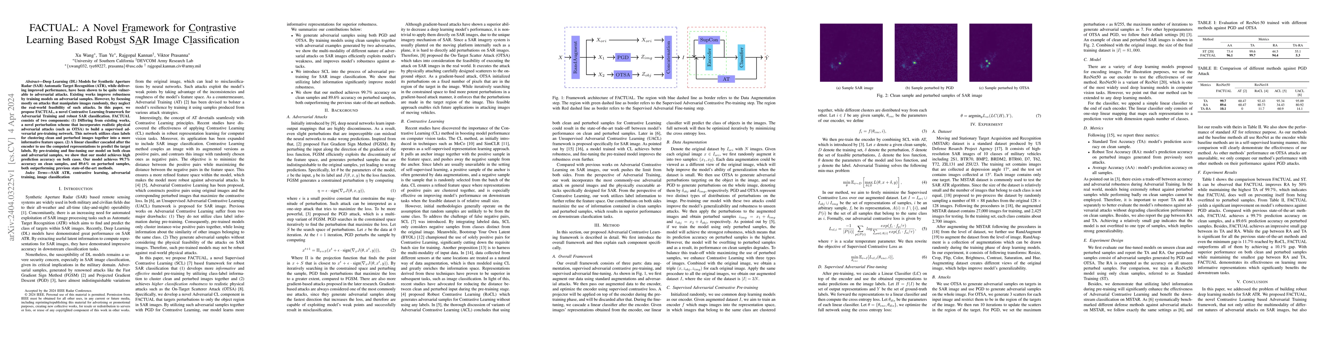Thumbnail for FACTUAL: A Novel Framework for Contrastive Learning Based Robust SAR
  Image Classification