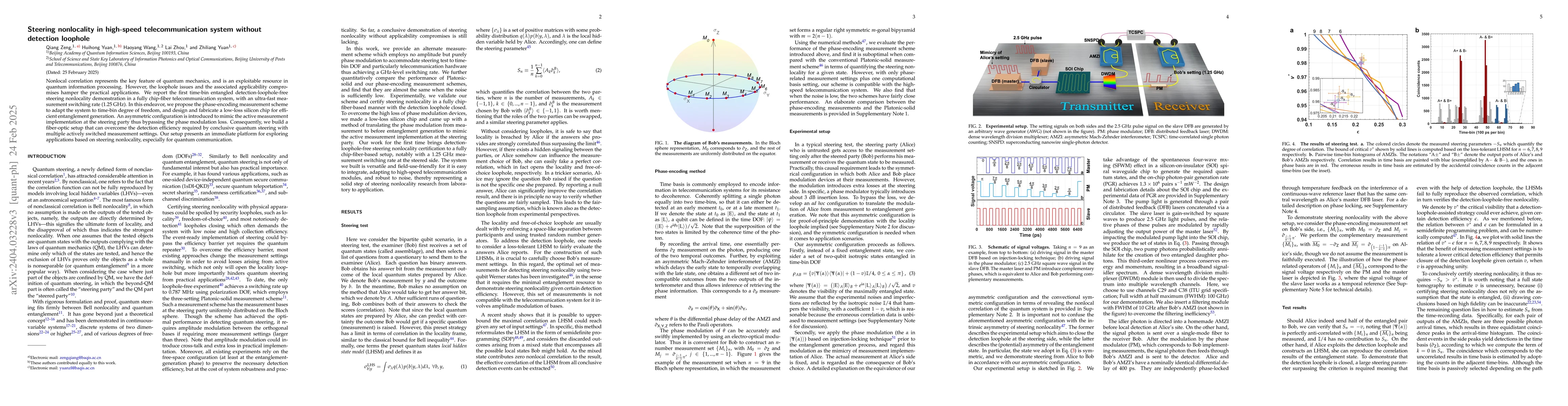 Thumbnail for Steering nonlocality in high-speed telecommunication system without
  detection loophole