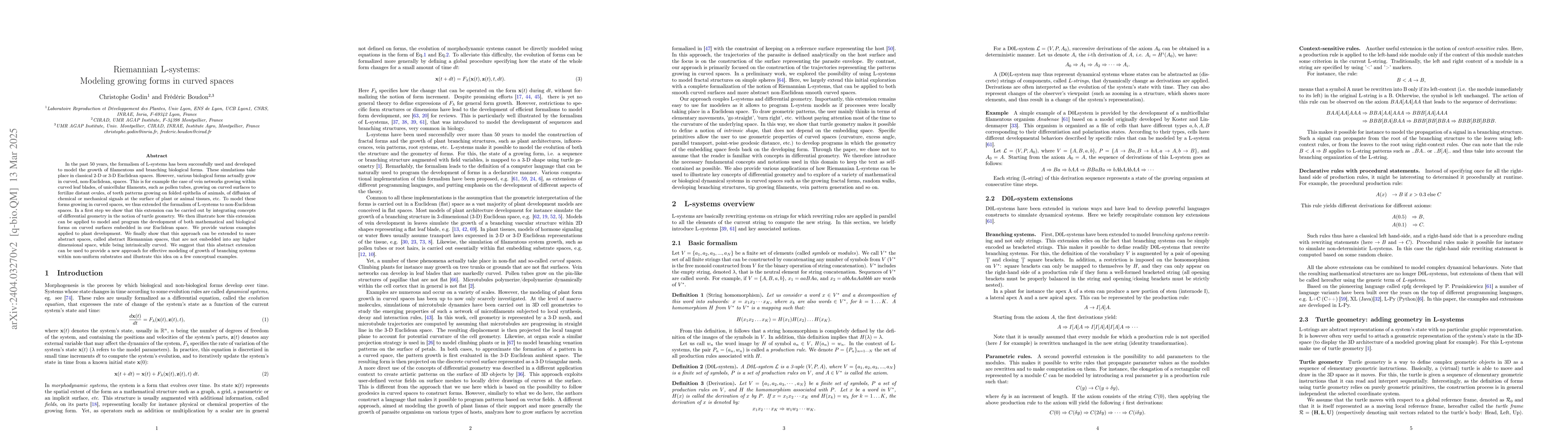 Thumbnail for Riemannian L-systems: Modeling growing forms in curved spaces