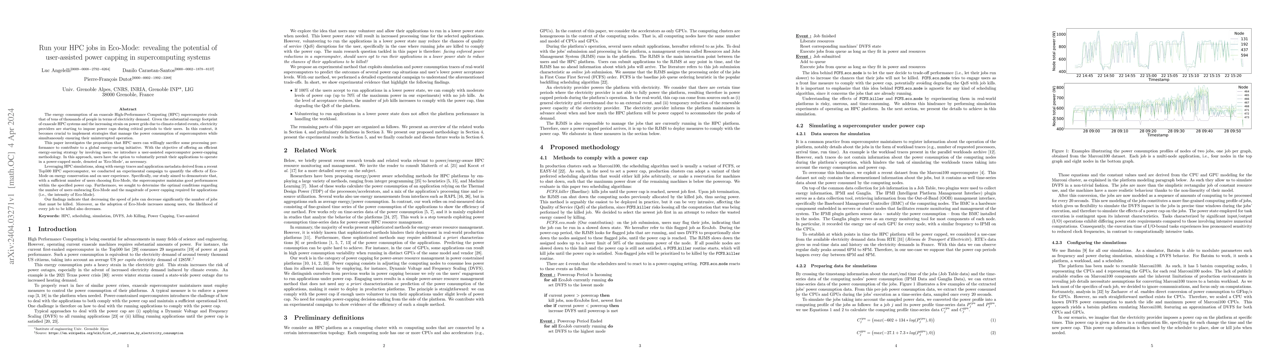 Thumbnail for Run your HPC jobs in Eco-Mode: revealing the potential of user-assisted
  power capping in supercomputing systems