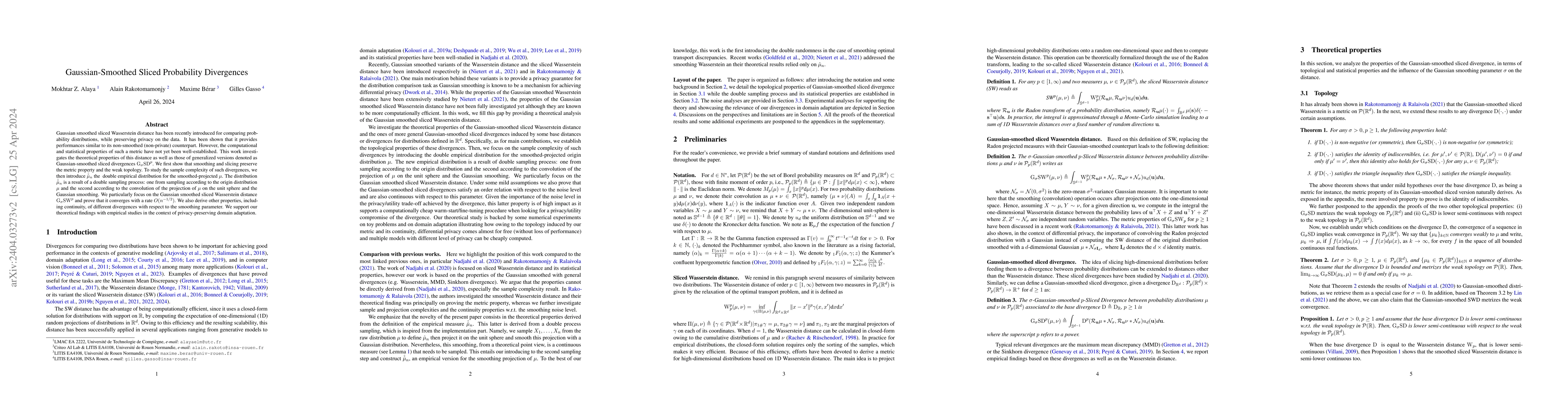Thumbnail for Gaussian-Smoothed Sliced Probability Divergences