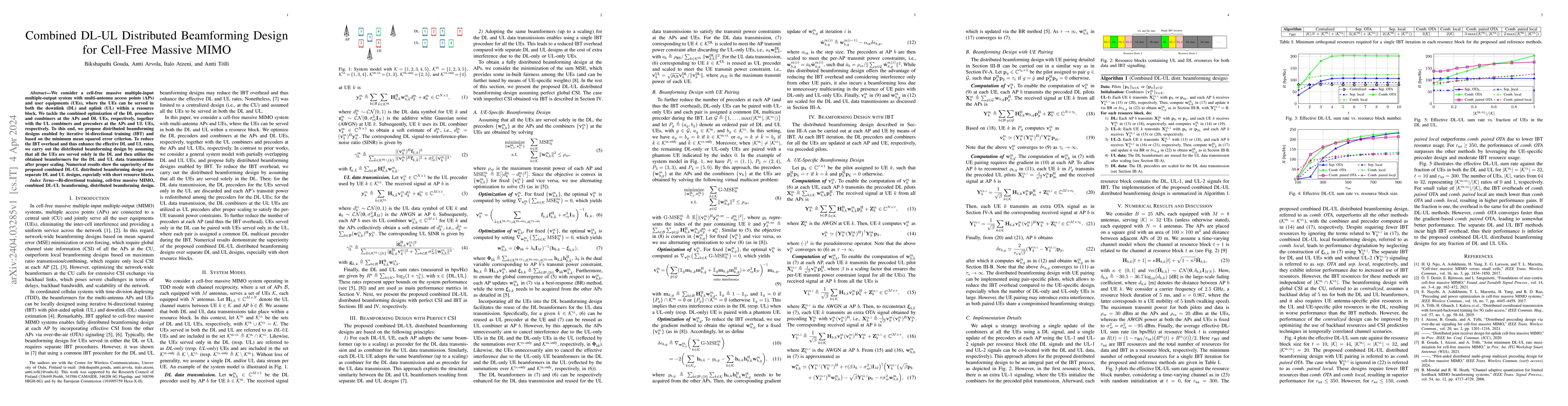 Thumbnail for Combined DL-UL Distributed Beamforming Design for Cell-Free Massive MIMO