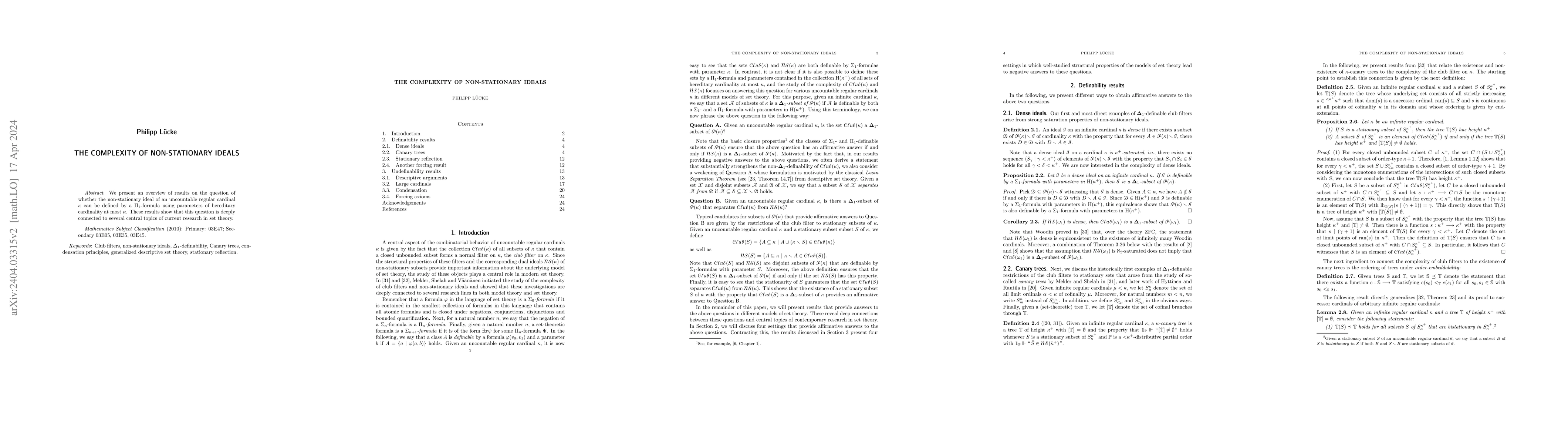 Thumbnail for The complexity of non-stationary ideals