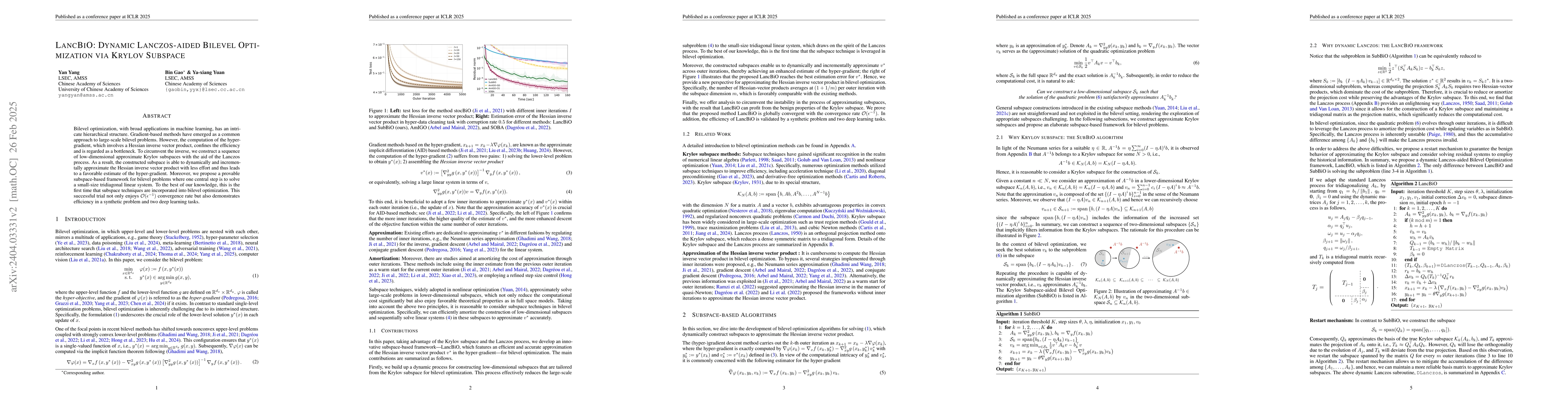Thumbnail for LancBiO: dynamic Lanczos-aided bilevel optimization via Krylov subspace