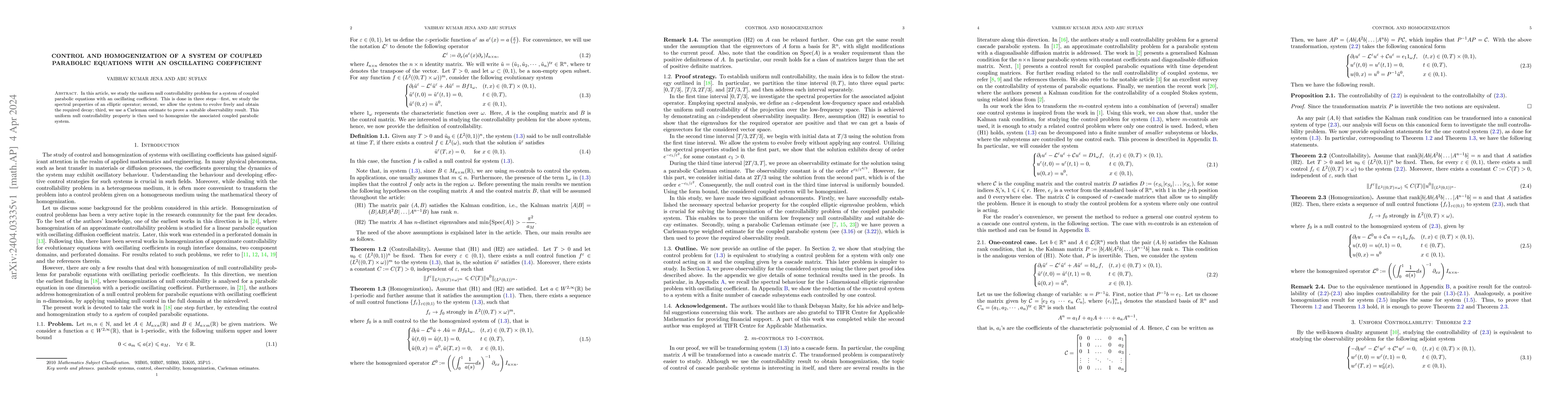 Thumbnail for Control and homogenization of a system of coupled parabolic equations
  with an oscillating coefficient