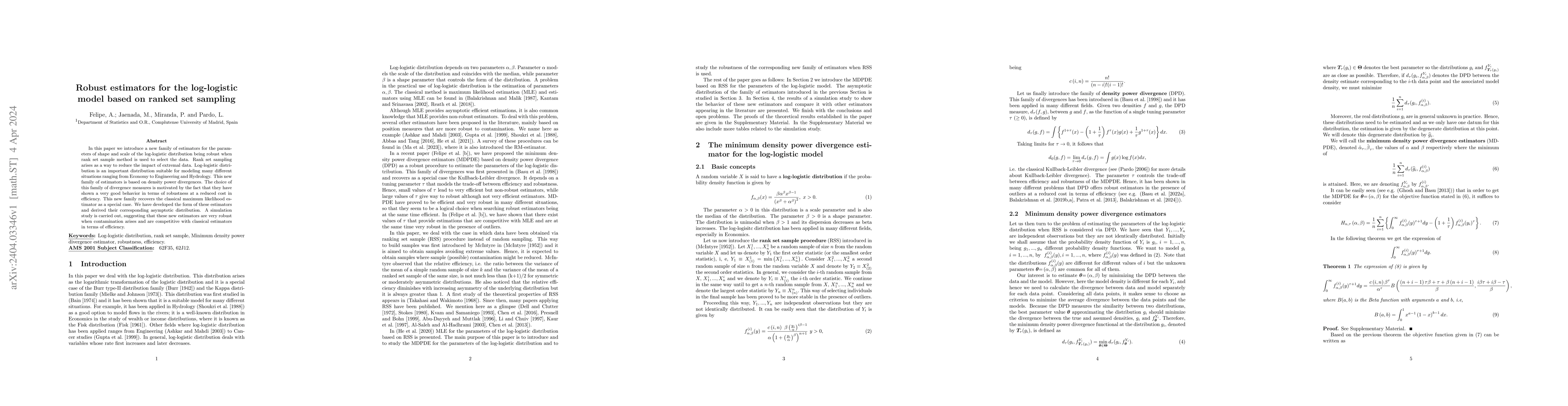 Thumbnail for Robust estimators for the log-logistic model based on ranked set
  sampling