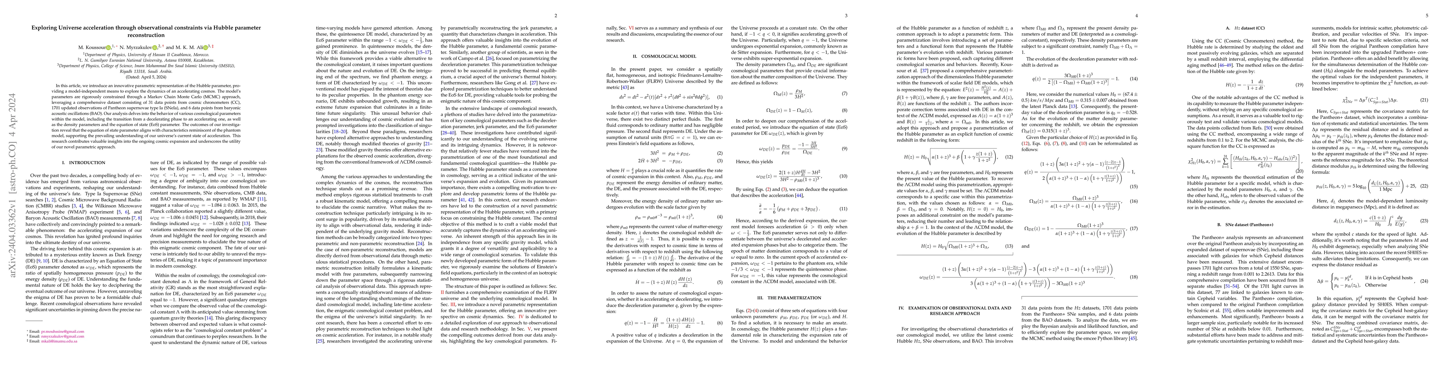 Thumbnail for Exploring Universe acceleration through observational constraints via
  Hubble parameter reconstruction