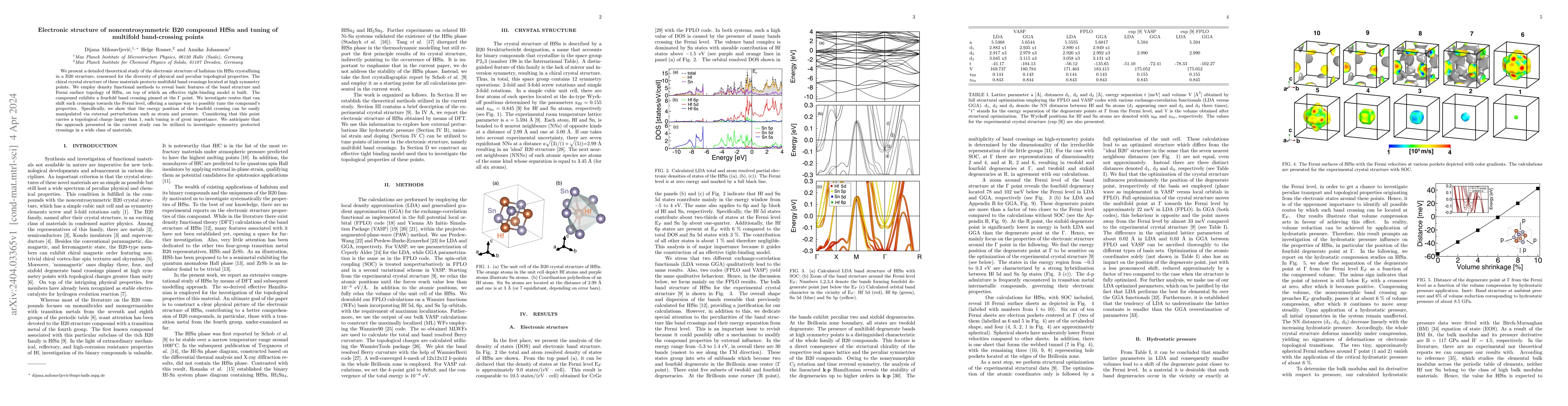 Thumbnail for Electronic structure of noncentrosymmetric B20 compound HfSn and tuning
  of multifold band-crossing points