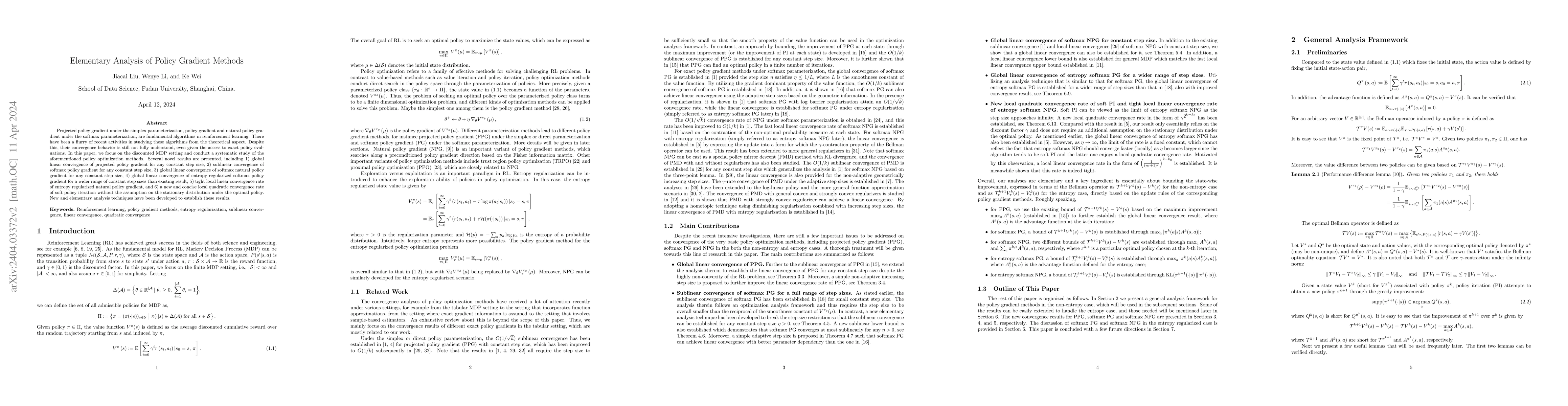 Thumbnail for Elementary Analysis of Policy Gradient Methods