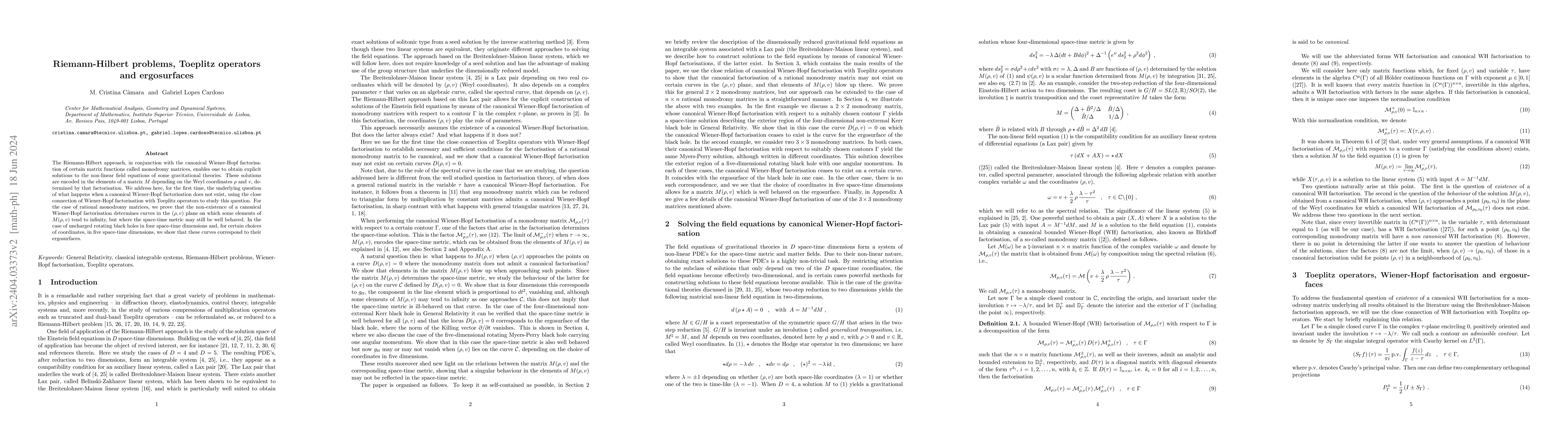 Thumbnail for Riemann-Hilbert problems, Toeplitz operators and ergosurfaces