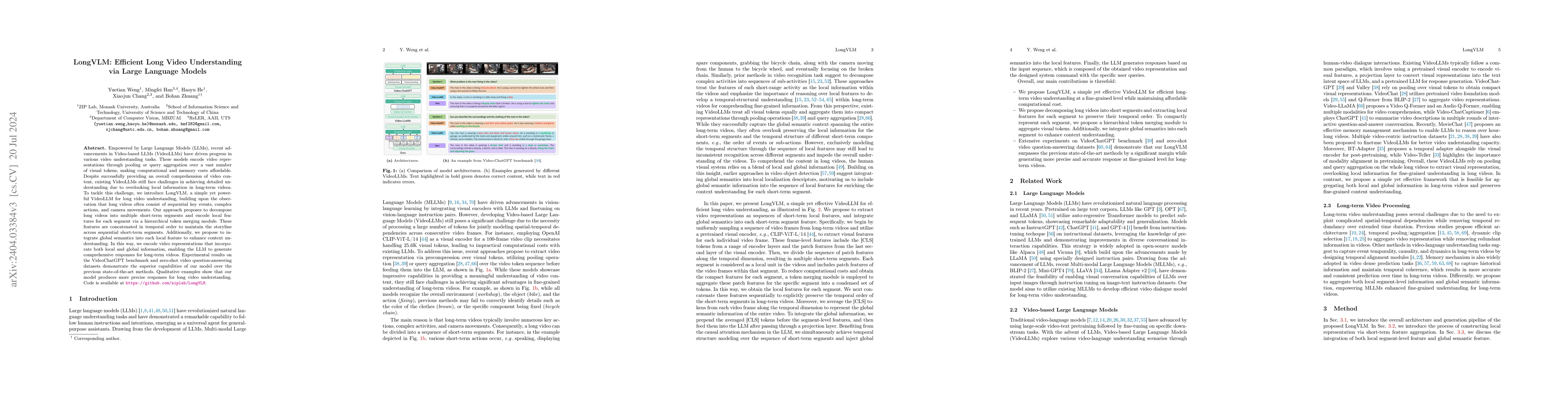 Thumbnail for LongVLM: Efficient Long Video Understanding via Large Language Models