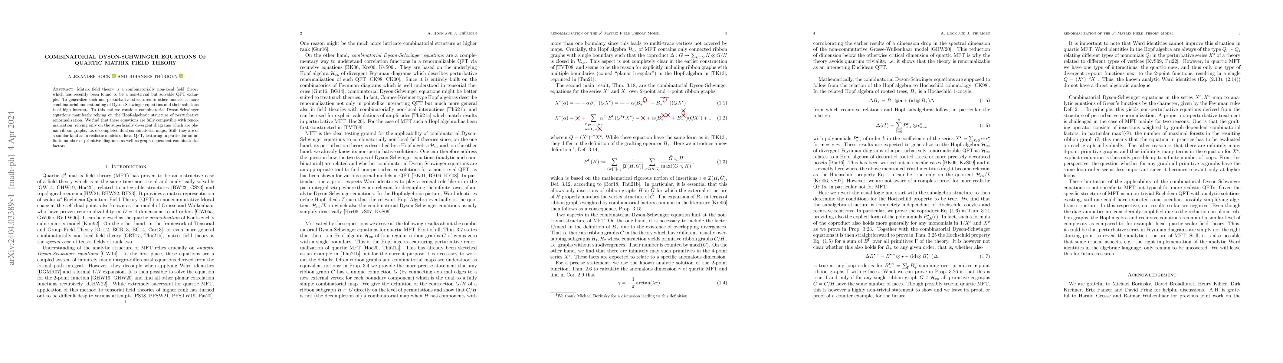 Thumbnail for Combinatorial Dyson-Schwinger Equations of Quartic Matrix Field Theory