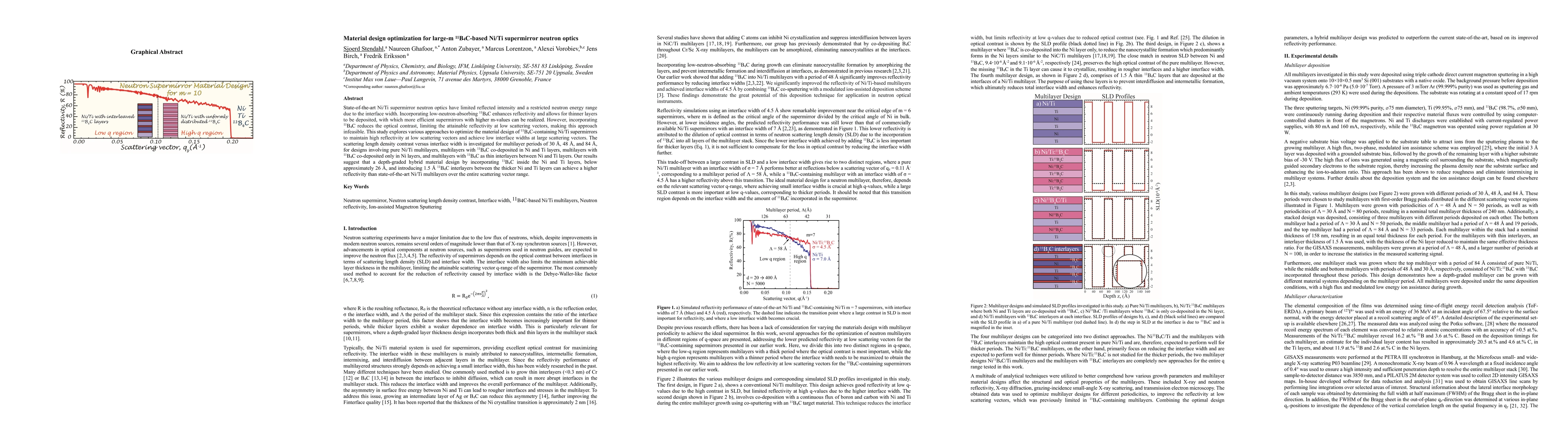 Thumbnail for Material design optimization for large-m 11B4C-based Ni/Ti supermirror
  neutron optics