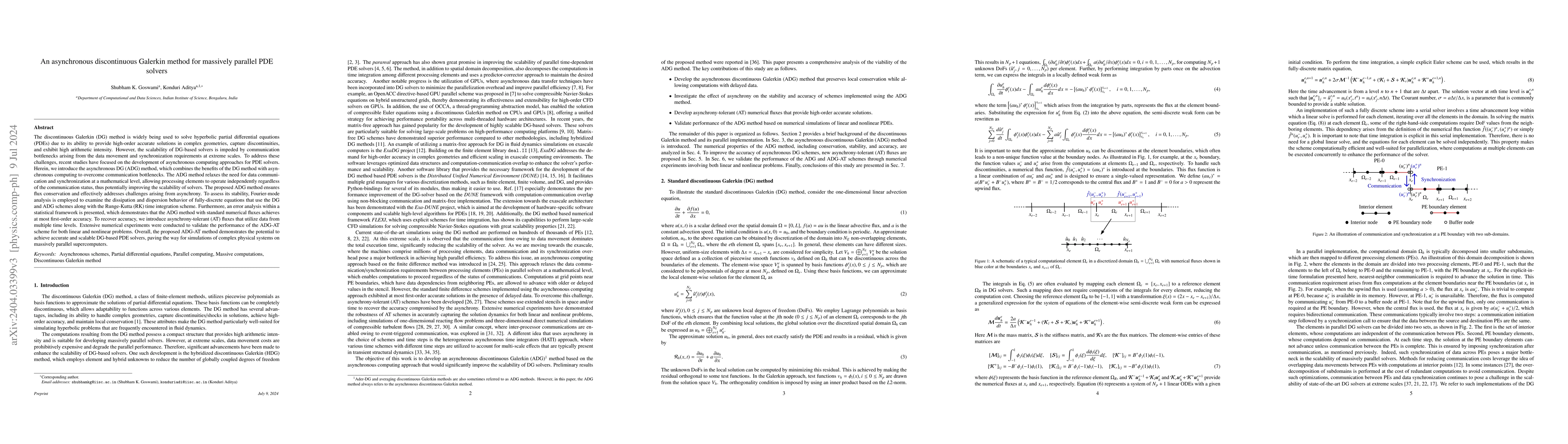 Thumbnail for An asynchronous discontinuous Galerkin method for massively parallel PDE
  solvers