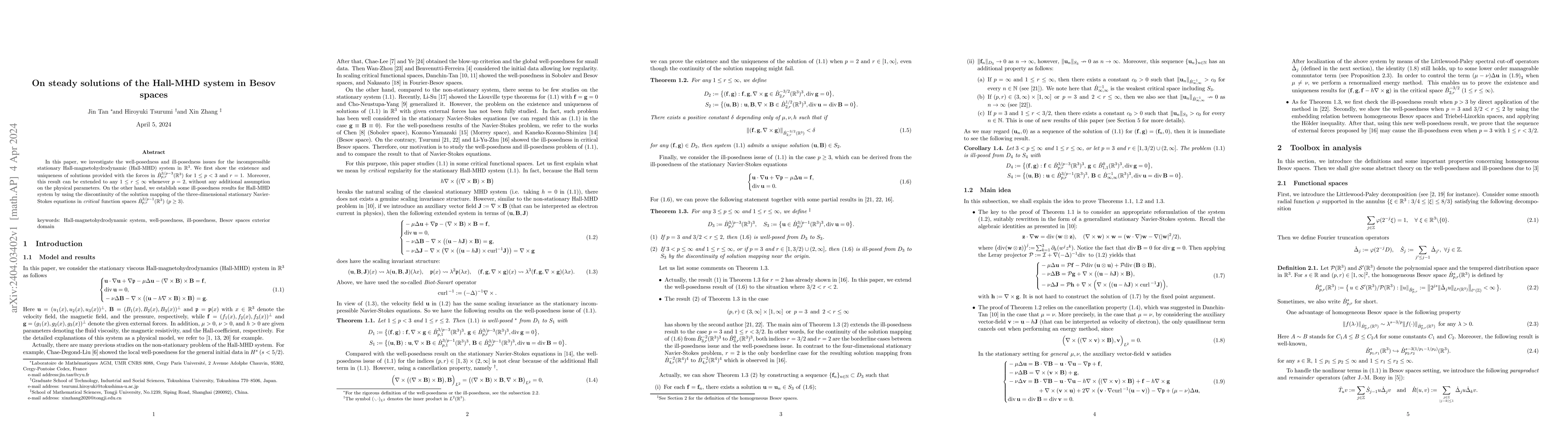 Thumbnail for On steady solutions of the Hall-MHD system in Besov spaces
