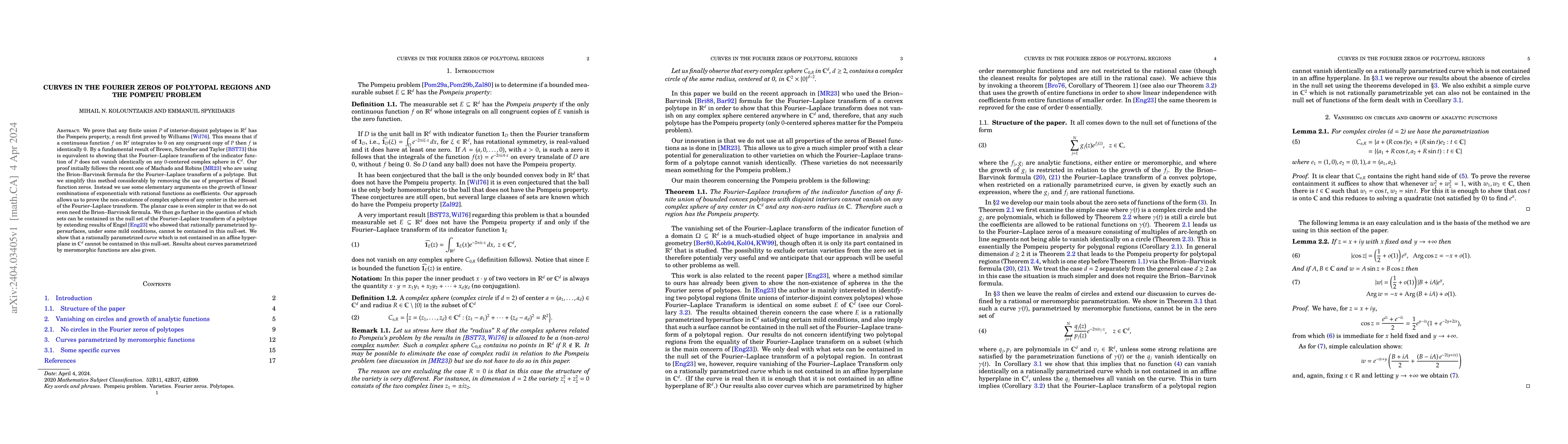 Thumbnail for Curves in the Fourier zeros of polytopal regions and the Pompeiu problem
