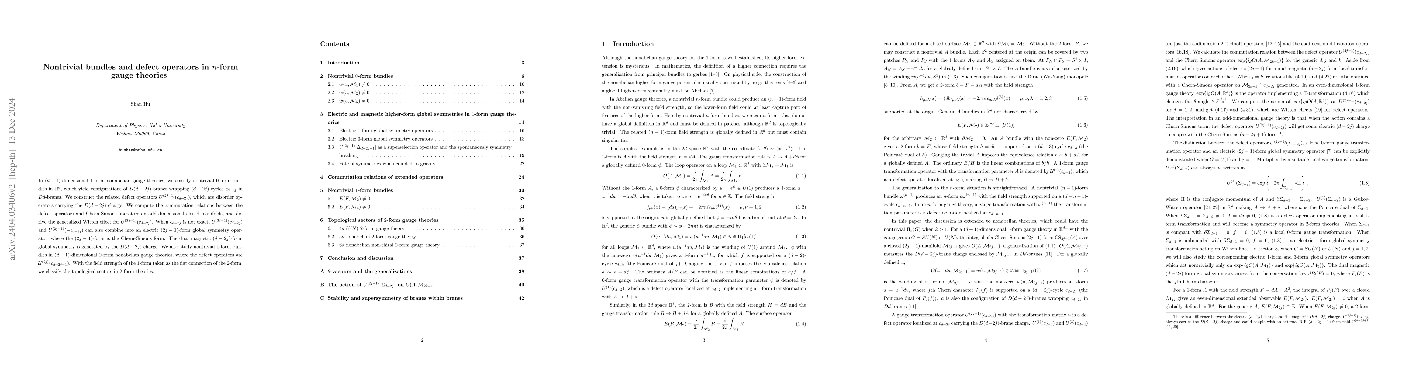 Thumbnail for Non-trivial bundles and defect operators in $n$-form gauge theories