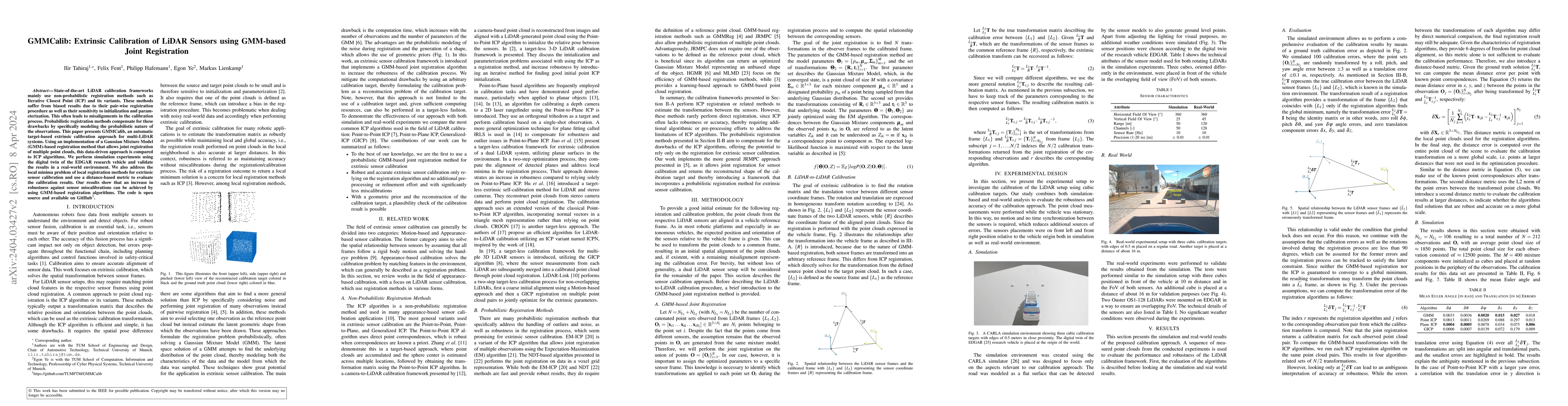 Thumbnail for GMMCalib: Extrinsic Calibration of LiDAR Sensors using GMM-based Joint
  Registration