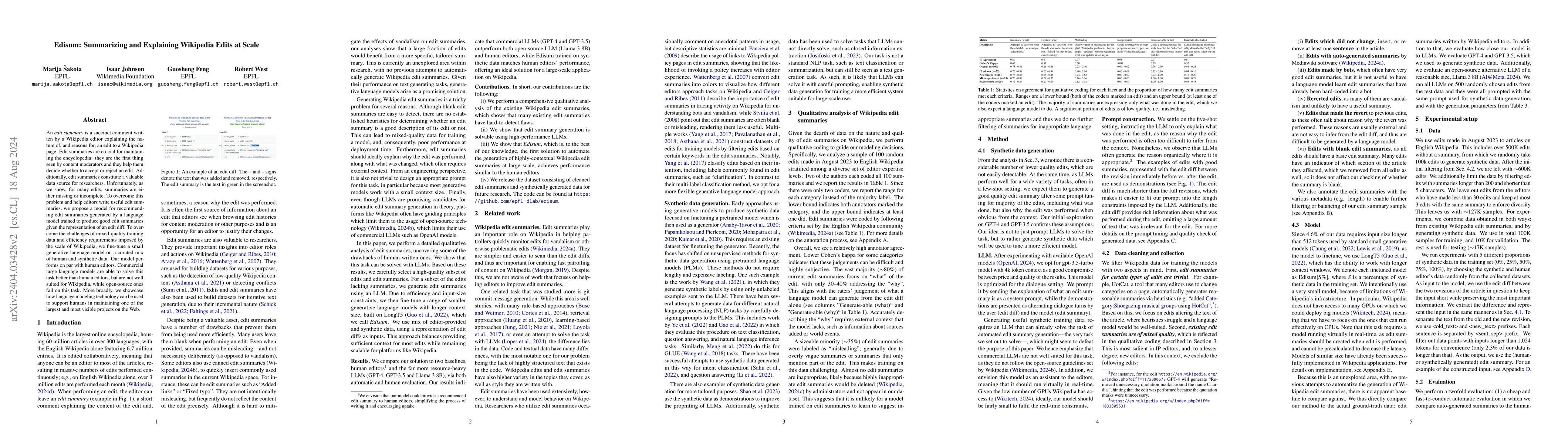 Thumbnail for Edisum: Summarizing and Explaining Wikipedia Edits at Scale