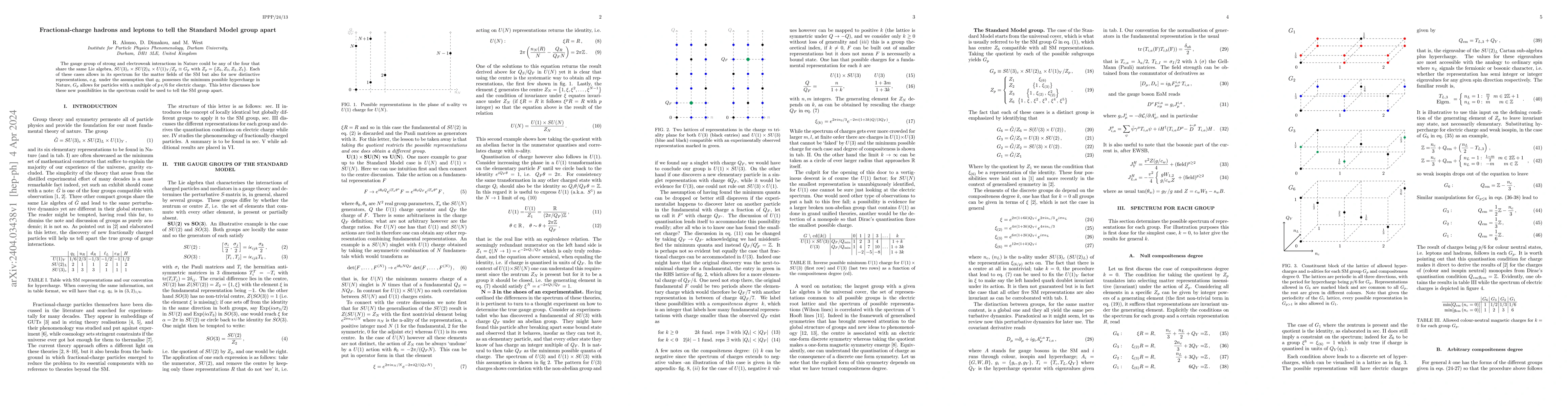 Thumbnail for Fractional-charge hadrons and leptons to tell the Standard Model group
  apart